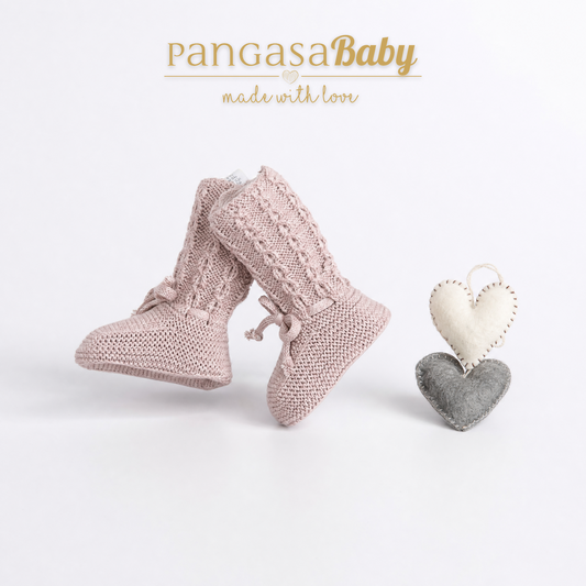 Pangasa Baby Vintage Pink Cable Knitted Booties ~ AW26 Preorder