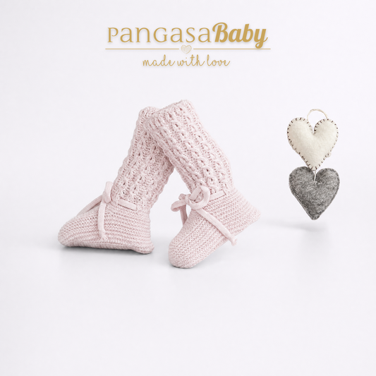 Pangasa Baby Powered Pink Cable Knitted Booties ~ AW26 Preorder