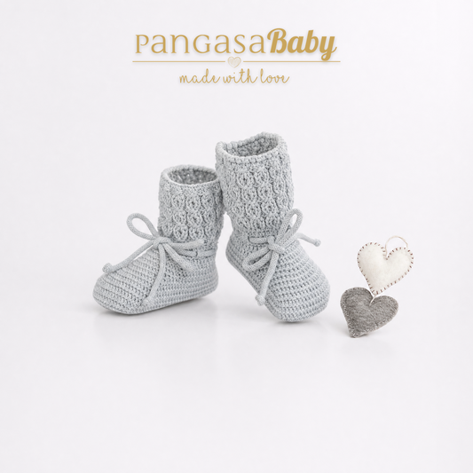 Pangasa Baby Grey Cable Knitted Booties ~ AW26 Preorder
