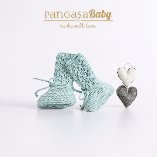 Pangasa Baby Leaf Green Cable Knitted Booties ~ AW26 Preorder