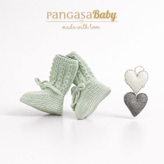 Pangasa Baby Powdered Green Cable Knitted Booties ~ AW26 Preorder