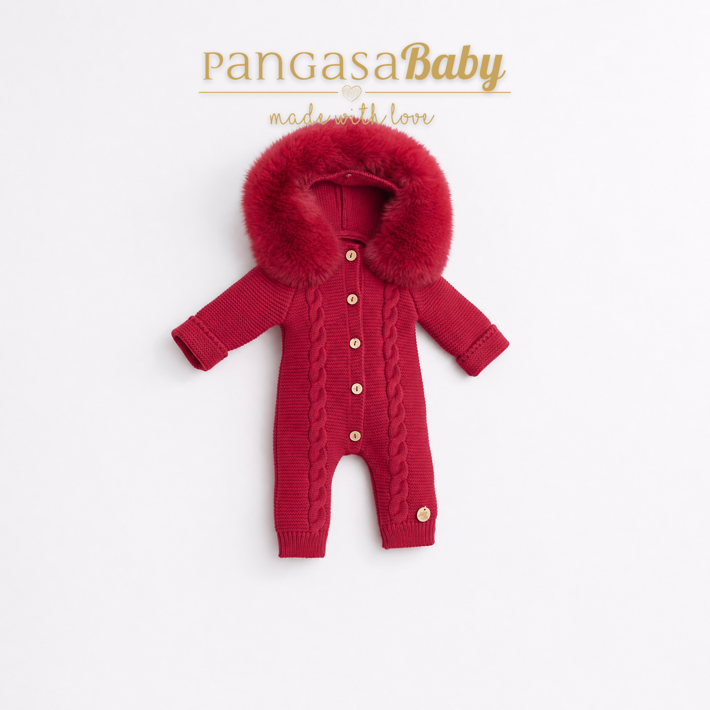 Pangasa Grey Fur Cable Knitted Pramsuit - Preorder