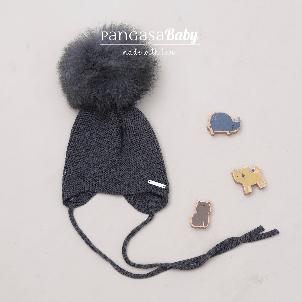 Pangasa Baby Faux Pom String Tie Hat - 14 Colours - Preorder