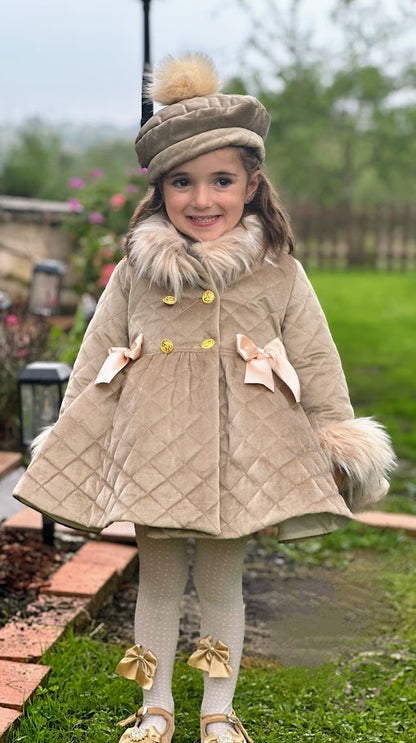 Girls Camel Coat with Fur AW (Made to order)
