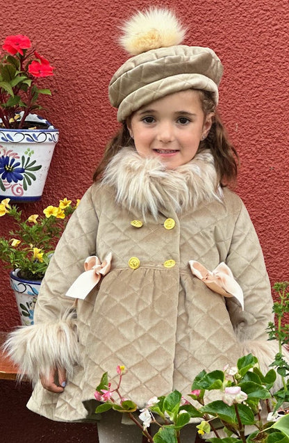 Girls Camel Coat with Fur AW (Made to order)