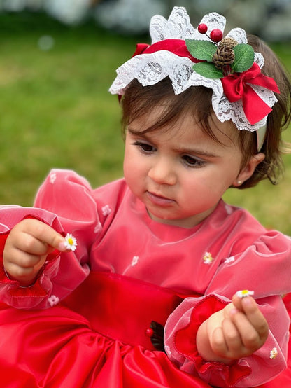 Girls Mariposa Red Satin Dress AW (Made to order)