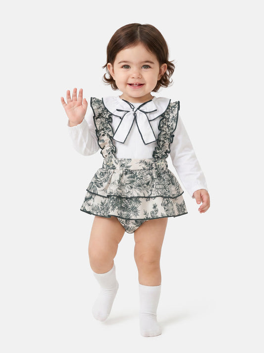 Vintage Sage Green Babygirls 2 Piece Romper Set