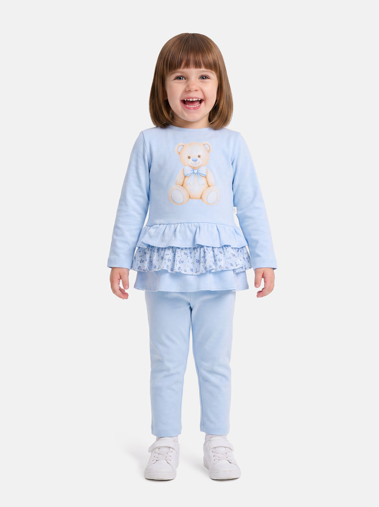 Girls Blue Teddy Top & Leggings Set