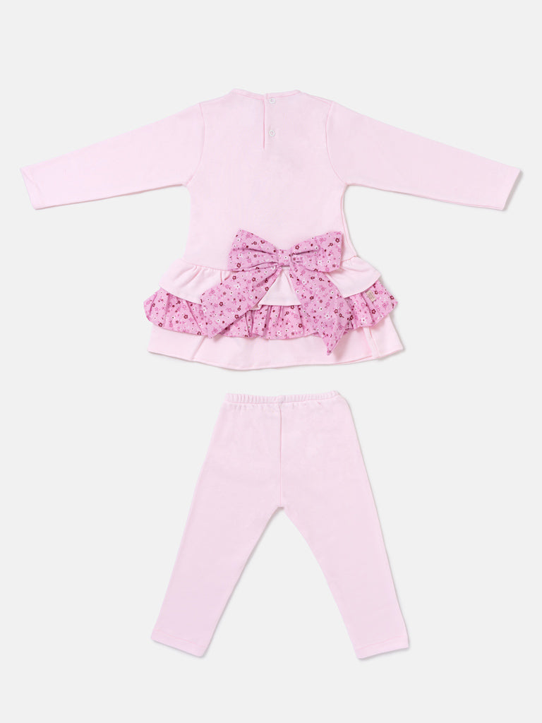 Girls Pink Teddy Top & Leggings Set
