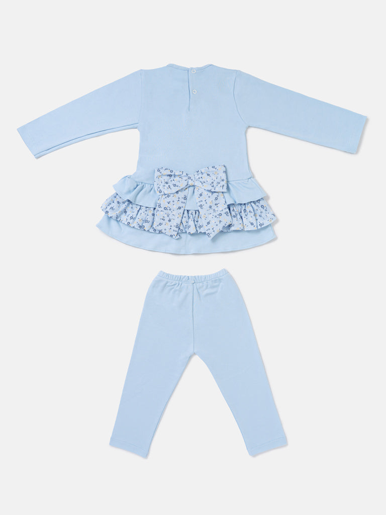 Girls Blue Teddy Top & Leggings Set