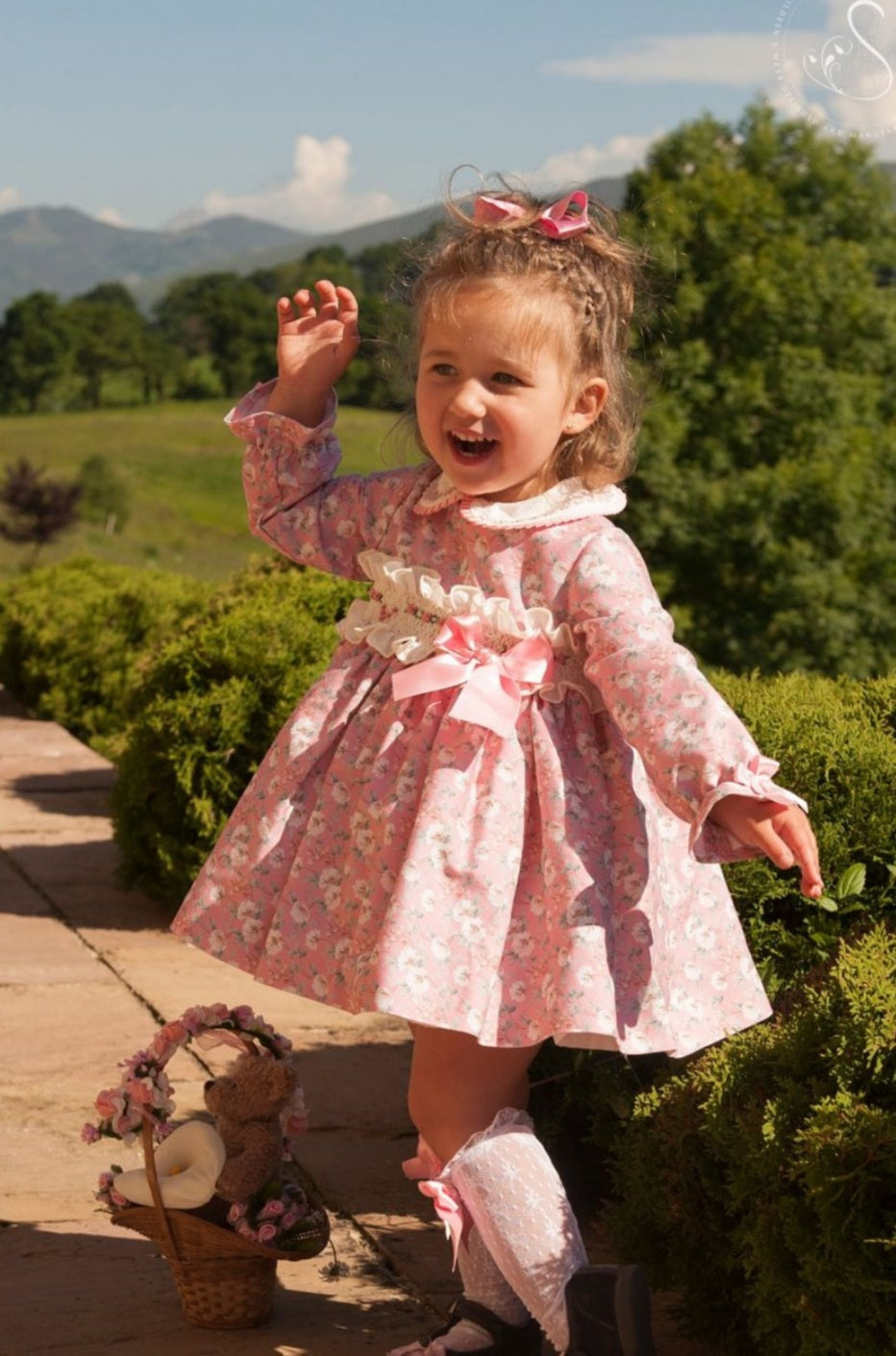 Sonata Pink Floral Smocked Dress (Made to order)