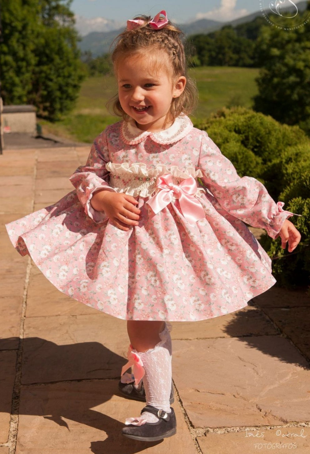 Sonata Pink Floral Smocked Dress (Made to order)