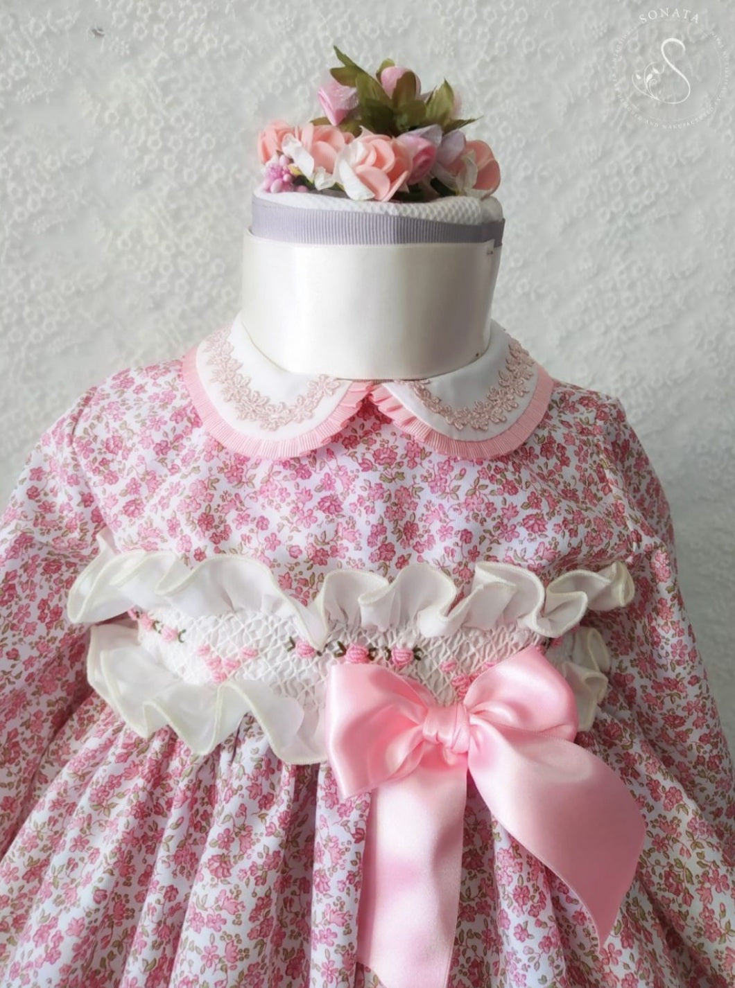 Sonata Pink Floral Smocked Dress (Made to order)