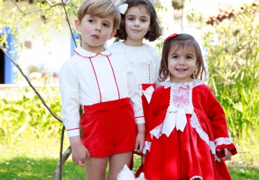 Sonata Boys Red Shorts & Shirt Set (Made to order)