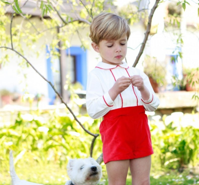 Sonata Boys Red Shorts & Shirt Set (Made to order)