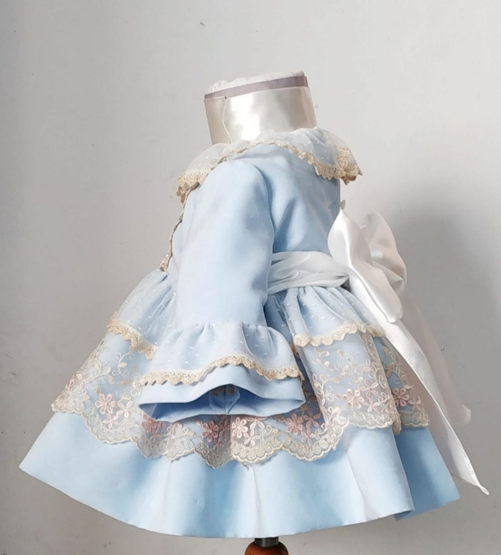 Sonata Blue Embroided Dress AW (Made to order)