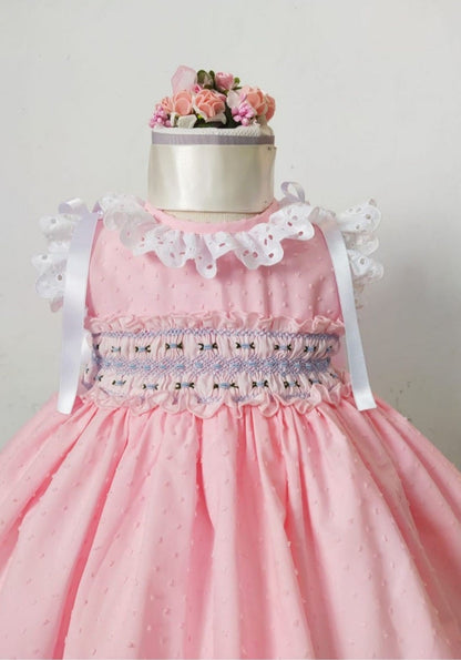 Sonata Pink Plumeti Smock Dress (Made to order)