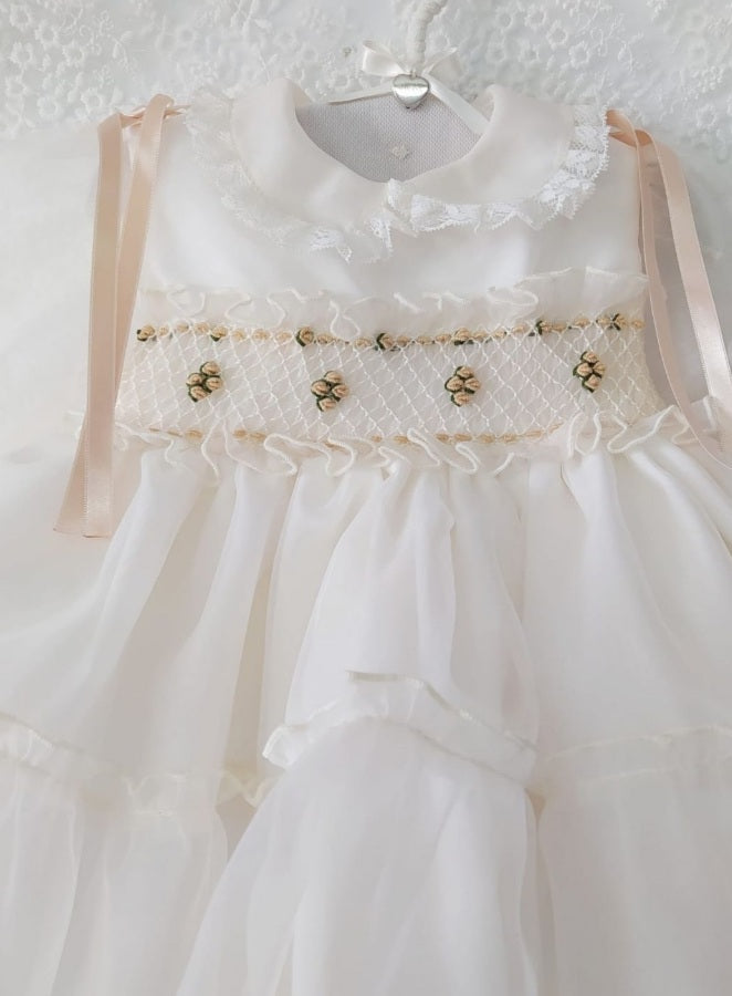 Sonata Camel Organza Smocked Dress - (Made to order)
