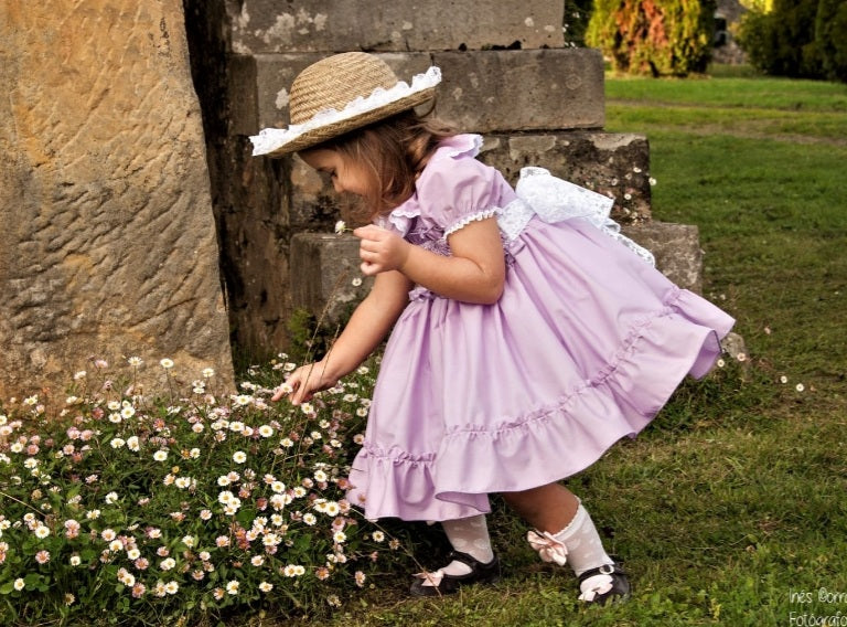 Lavender Hand Smock Girls Dress - (Made to order)
