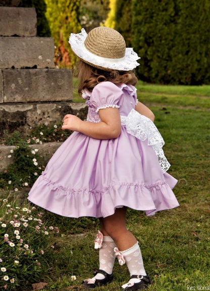 Lavender Hand Smock Girls Dress - (Made to order)