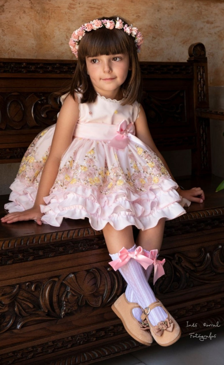 Sonata Pink Daisy Dress (Made to order)