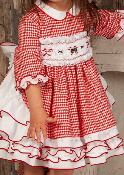 Sonata Christmas Candy Cane Smocked Dress AW (Made to order)