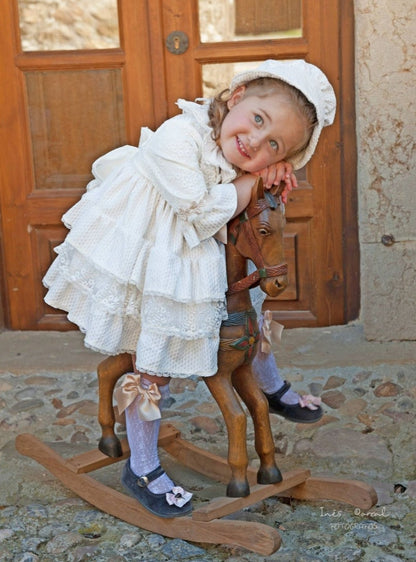 Sonata Cream Ruffle Dress AW (Made to order)