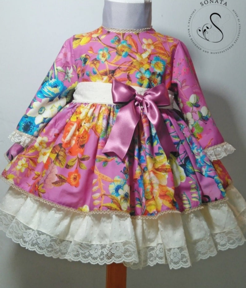 Sonata Floral Magenta Dress (Made to order)