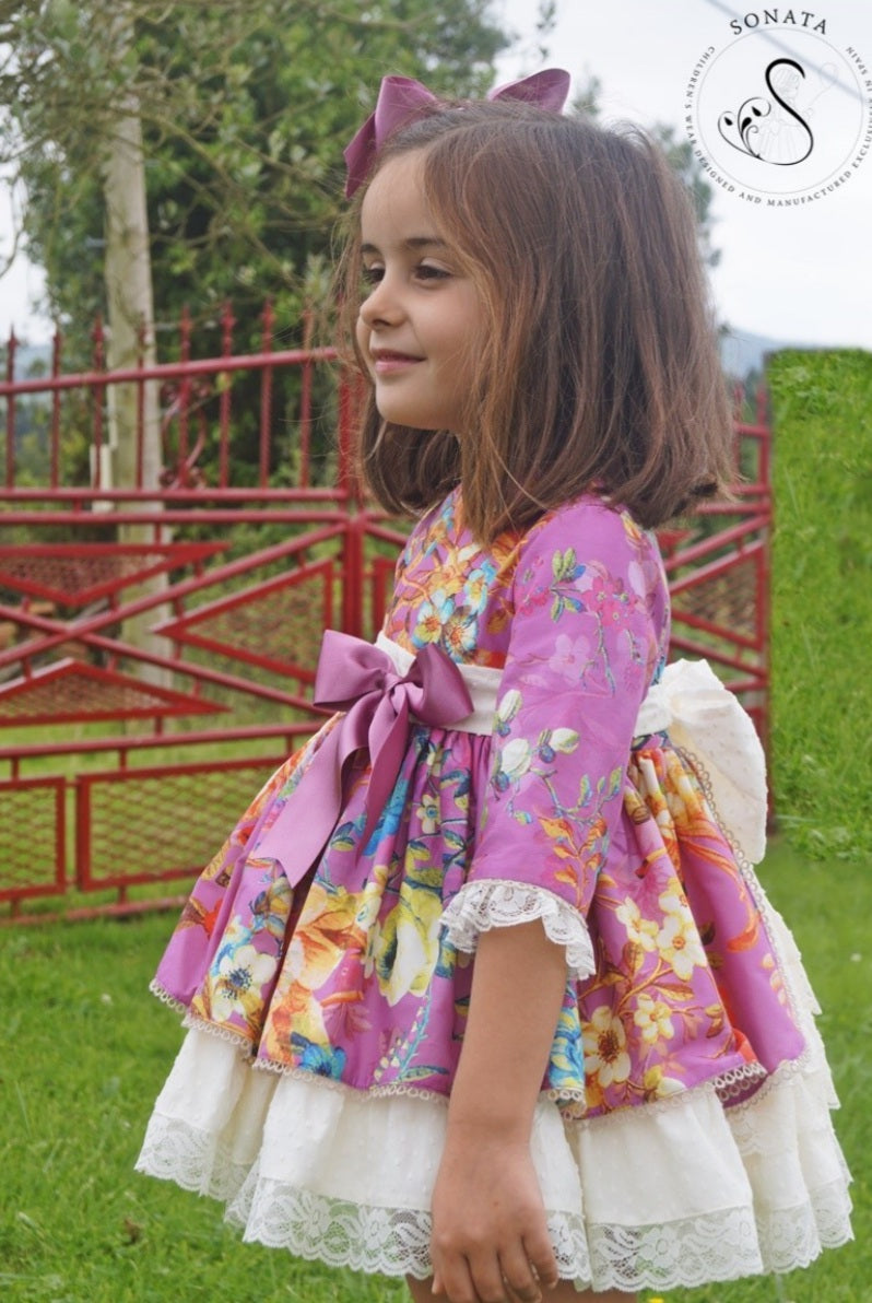 Sonata Floral Magenta Dress (Made to order)