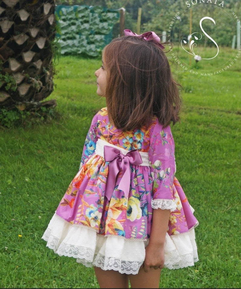 Sonata Floral Magenta Dress (Made to order)