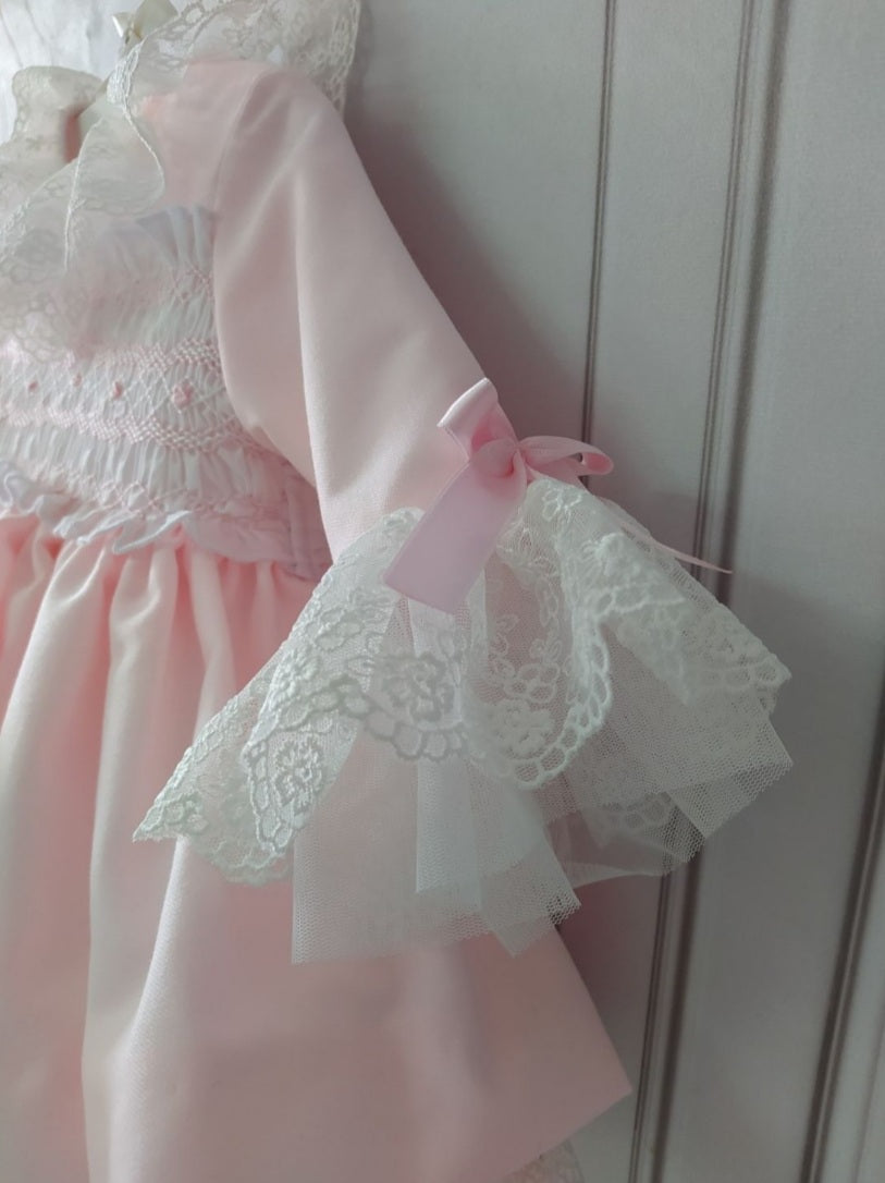 Girls Pink Frill Puffball Dress (Made to order)
