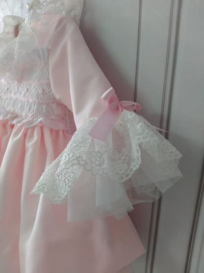 Girls Pink Frill Puffball Dress (Made to order)
