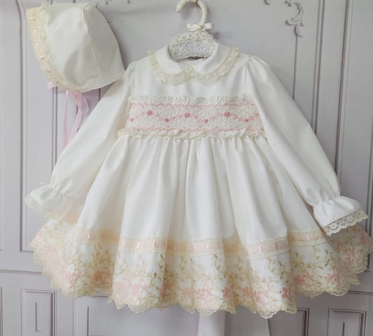 Sonata Cream Smocked Dress (Made to order)