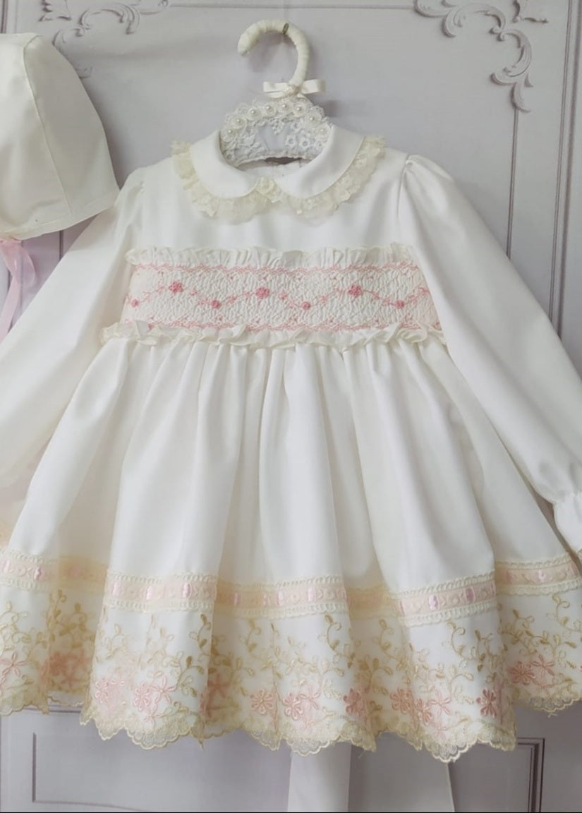 Sonata Cream Smocked Dress (Made to order)