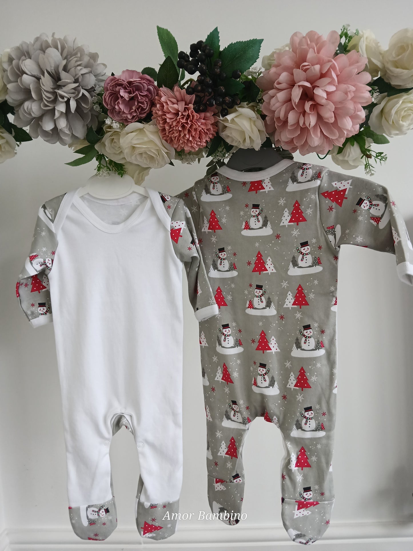 Personalised Snowman Christmas Babygrow