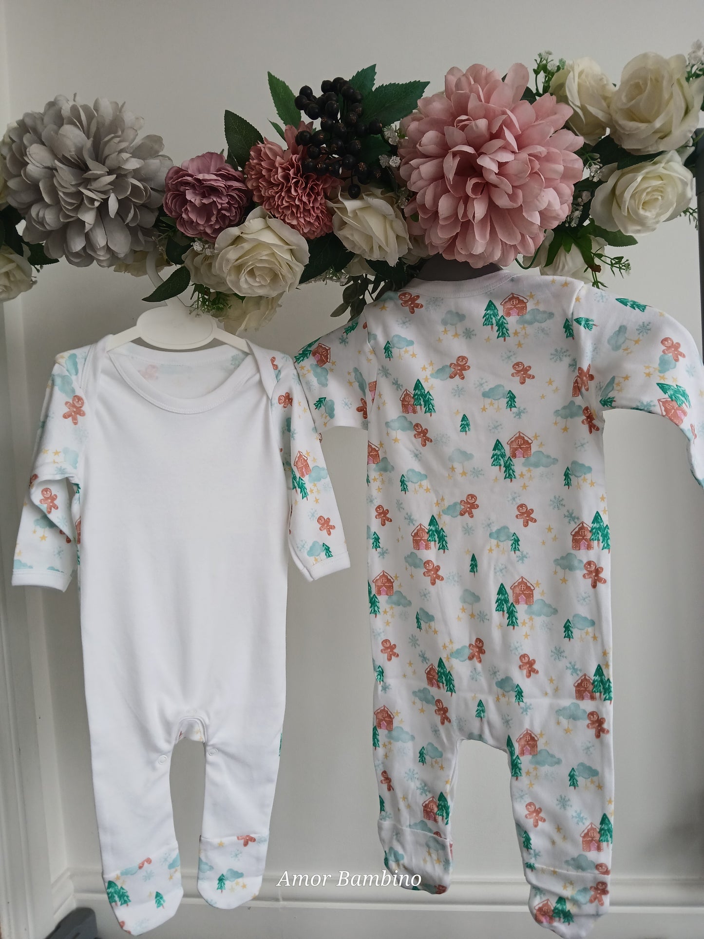 Personalised Gingerbread Christmas Babygrow