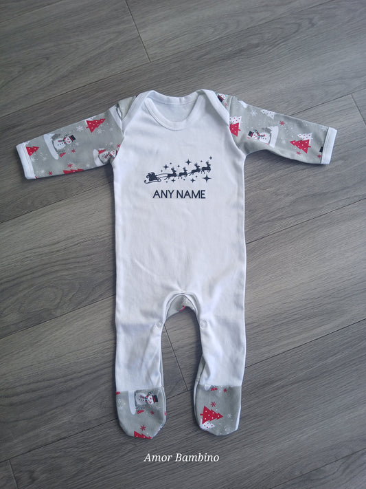 Personalised Snowman Christmas Babygrow