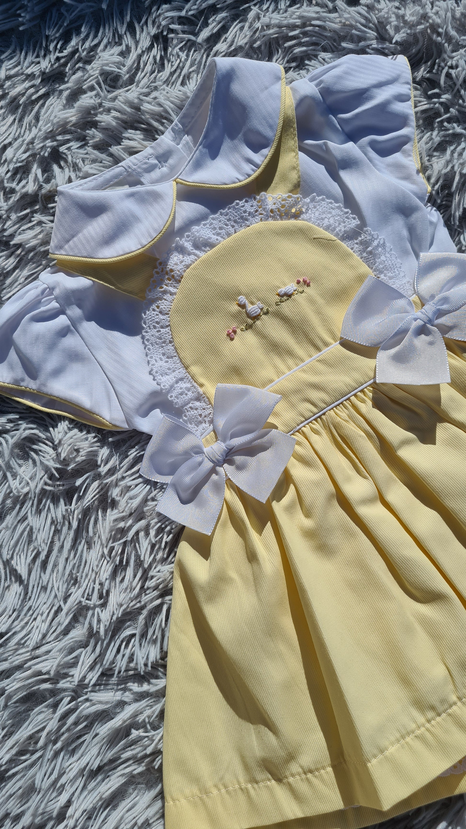 Yellow Duck Embroidered Pinafore Dress – Amor Bambino Childrenswear