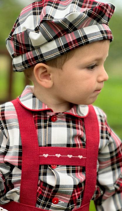 Boys Red Checked H Bar Suit AW (Made to order)