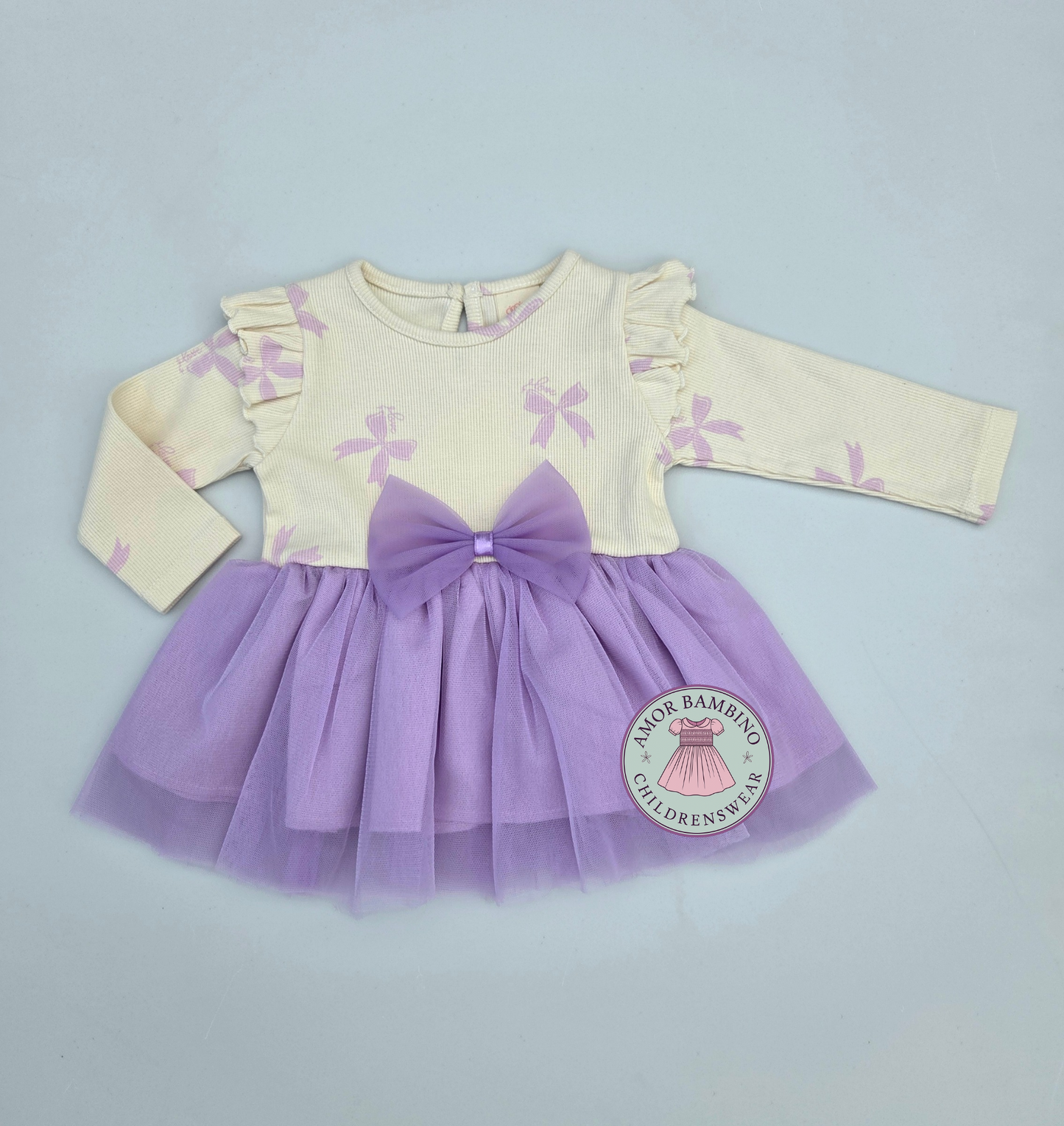 Baby girls pink bow tulle dress