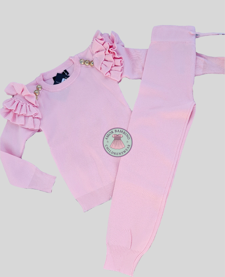 Girls Pink 2 piece Lounge Set