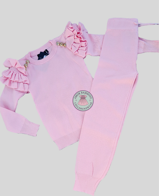 Girls Pink 2 piece Lounge Set