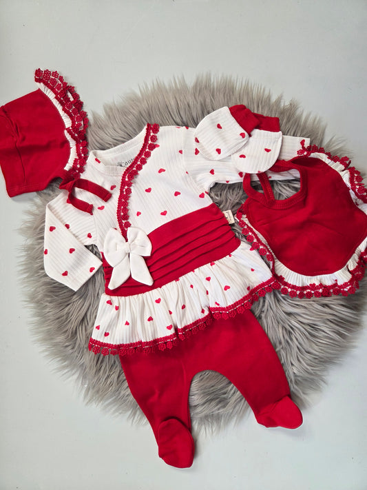 Girls Red Heart 5 piece Set