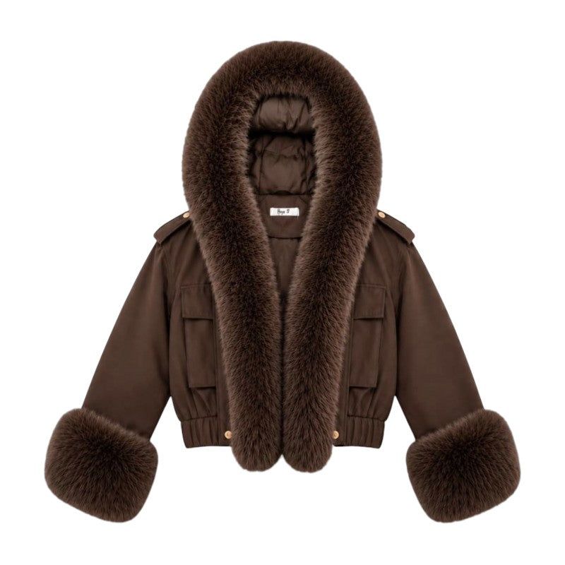 Girls Chocolate Brown Faux Fur Coat