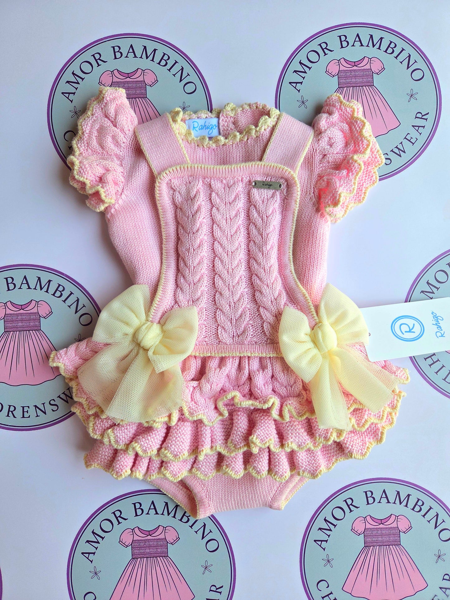 Rahigo Girls Baby Pink & Cream Jumper & Romper Set- SS26 In Stock