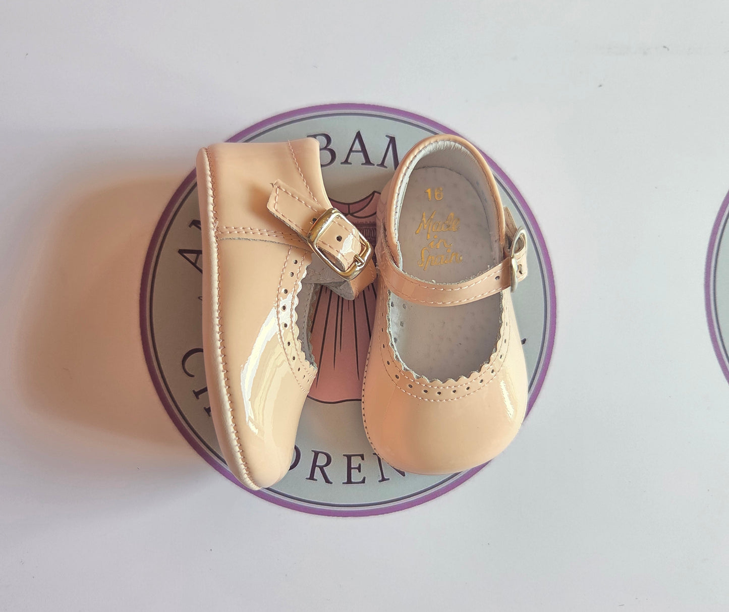 Amor Bambino Pink Mary Jane Baby Girls Patent Pram Shoes In Stock