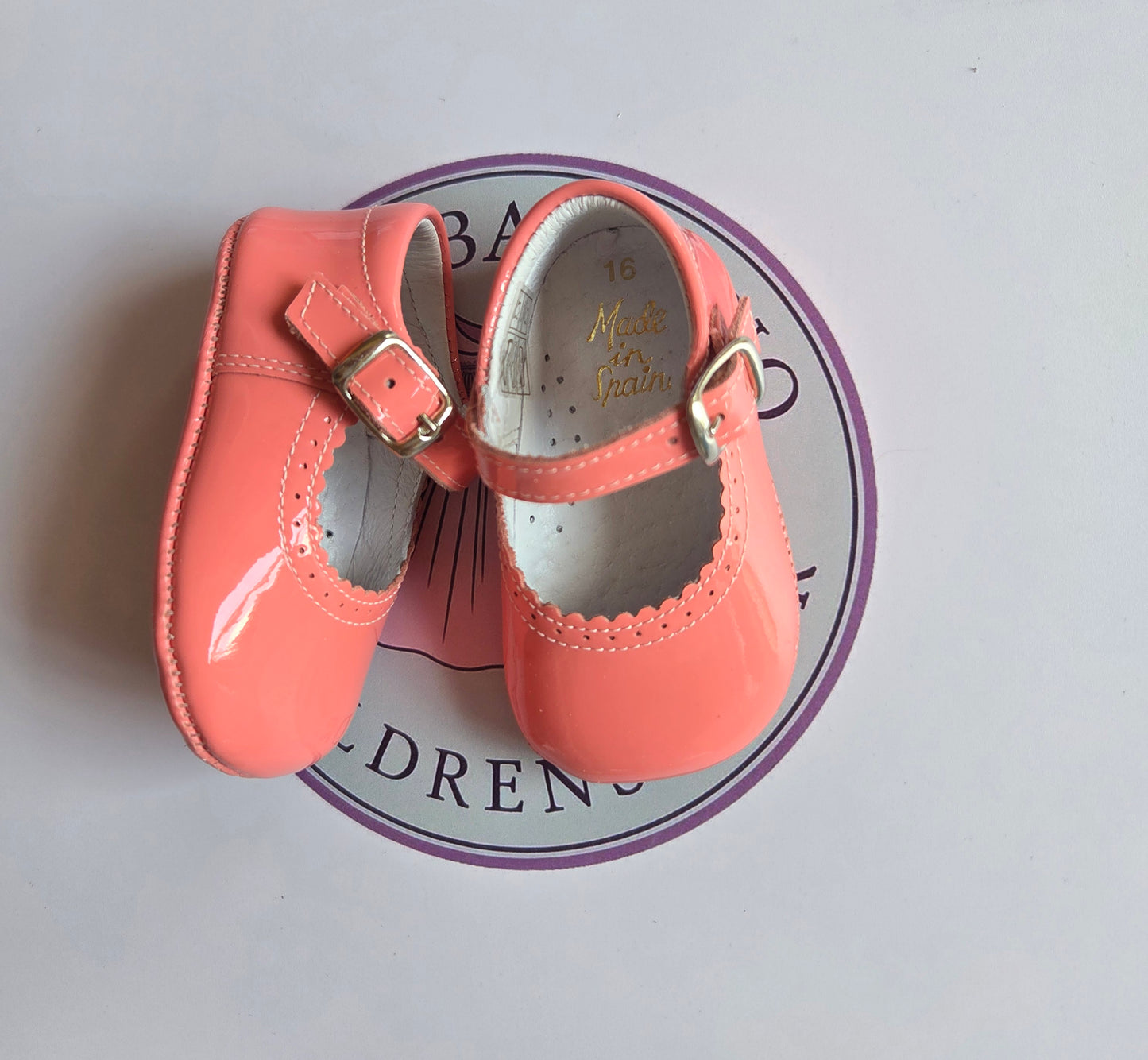 Amor Bambino Coral Mary Jane Baby Girls Patent Pram Shoes (In Stock)
