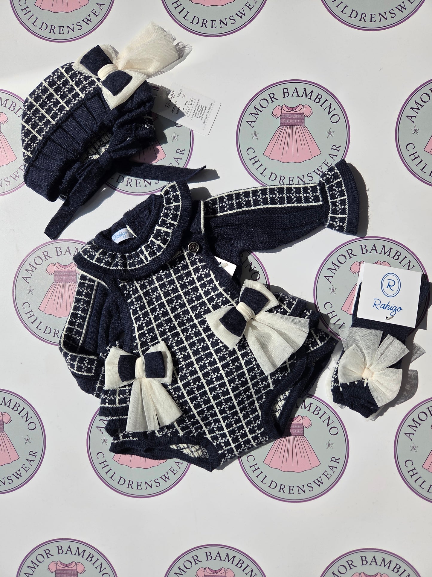 Rahigo Baby Girls Navy & Cream Romper & Jumper Set - AW26 In Stock