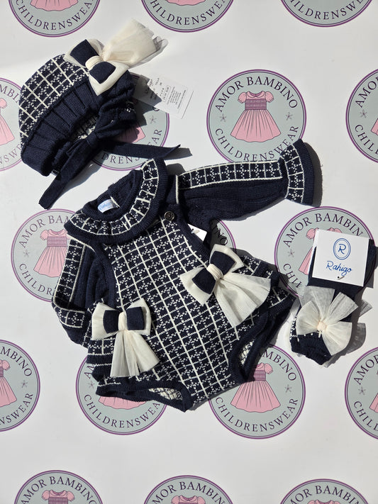 Rahigo Baby Girls Navy & Cream Romper & Jumper - AW26 In Stock