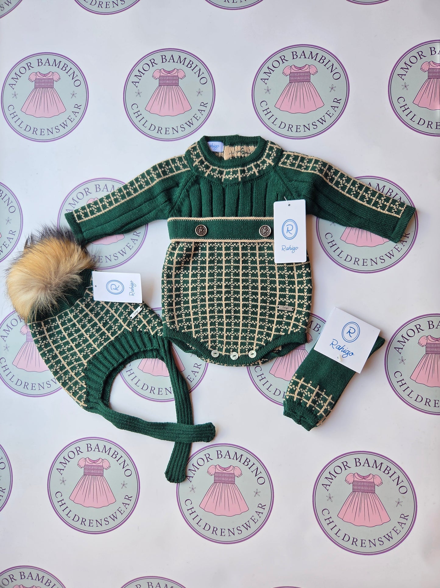 Rahigo Baby Boys Bottle Green & Camel Romper Set - AW26 In Stock